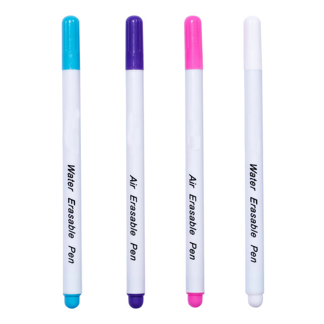 4PCS Air Erasable Pen Water Soluble Fabric Marker Vanishing Ink Pen Fabric  Marking Auto-disappear for